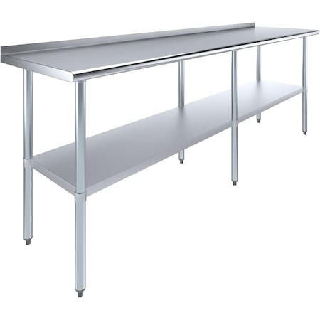 Amgood 30 in. x 60 in. Stainless Steel Work Table with 1.5 in. Backsplash WT-3060-BS-Z
